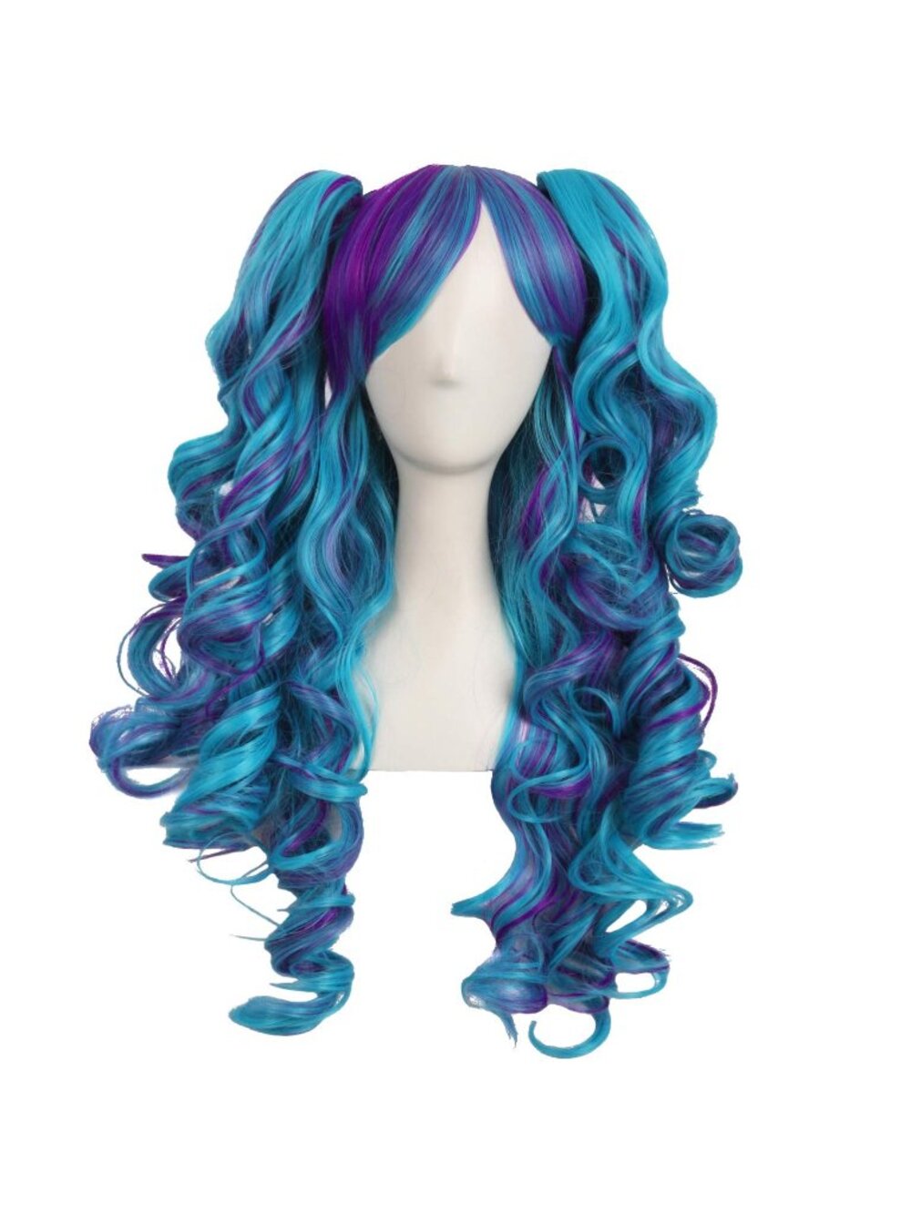 Women's Purple Blue Synthetic Lolita Long Curly Clip On Ponytails Cosplay Wigs